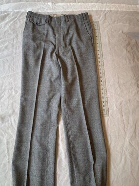 Vintage Gray Plaid Tailored Dress Trousers 33 Waist